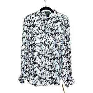 2 OLD HIPPIES 2OH‎ THREADS Blk/Wht Silk Top